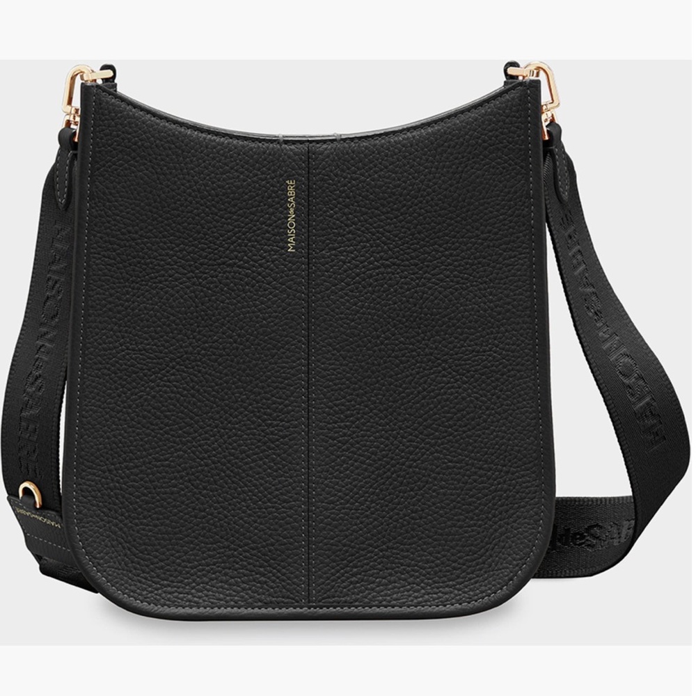 Maison de Sabre Leather Saddle Bag in Black Caviar
